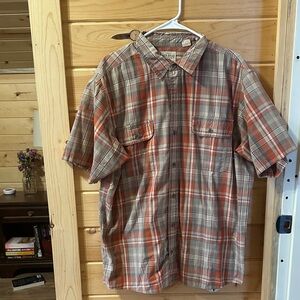 Red Head Men's Plaid Shirt in Orange and Tan and Nautica plaid in green and whit